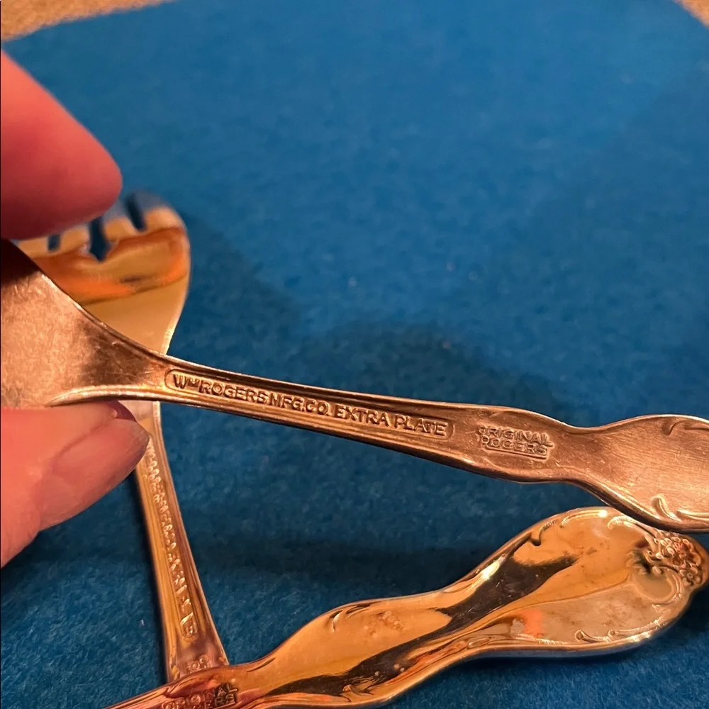 1964 VTG set of 5 salad forks Wm Rogers Melody Camelot Silverplate Flatware GUC